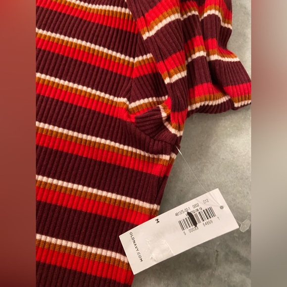 NWT Old Navy Size M Purple Red Stripe Stretch Cotton Ribbed Knit Mini Dress - Picture 10 of 11